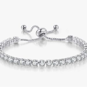 Elegant Silver Bracelet Tennis Bracelet White Gold Plated‎ Simulated Diamond